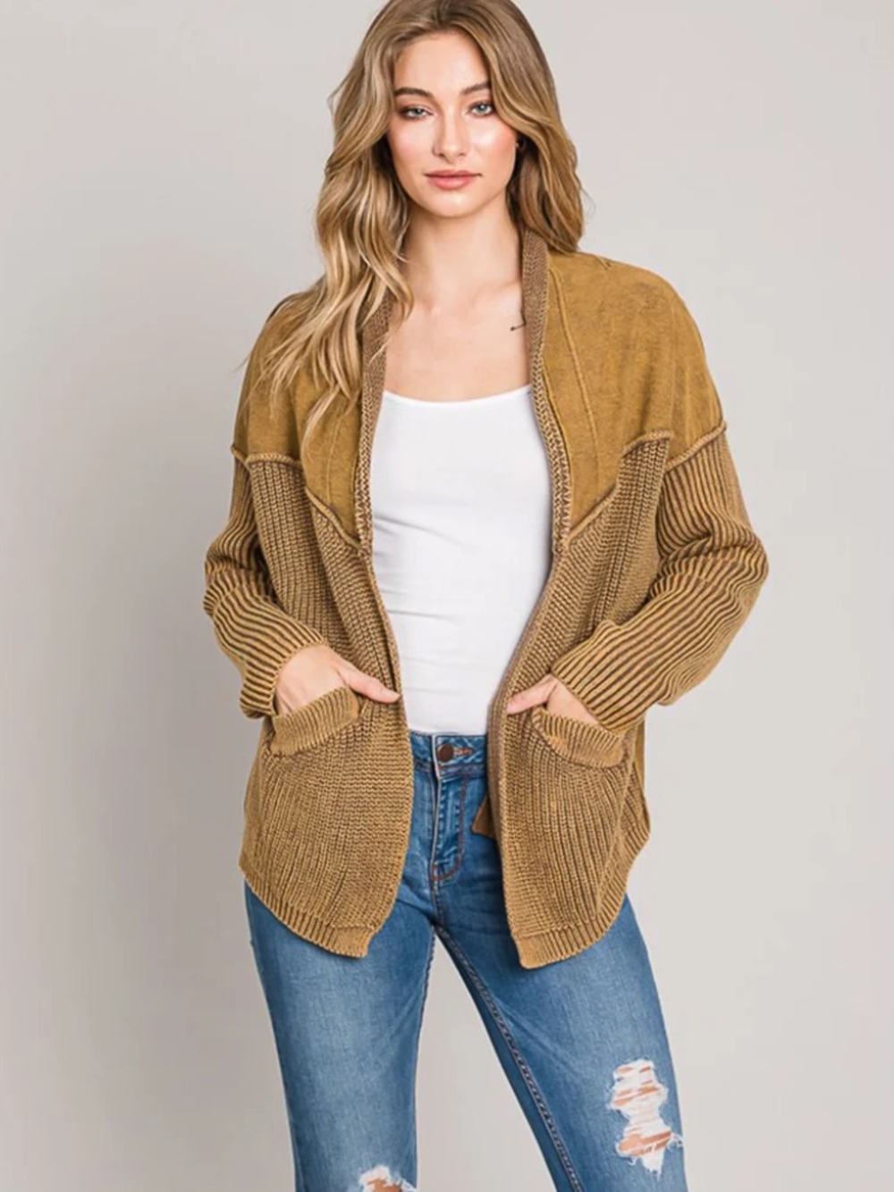 Heyson mineral washed French Terry Cardigan